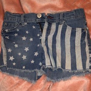 American flagged jean shorts
